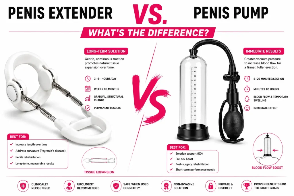 Penis Extender vs Penis Pump: What's the Difference